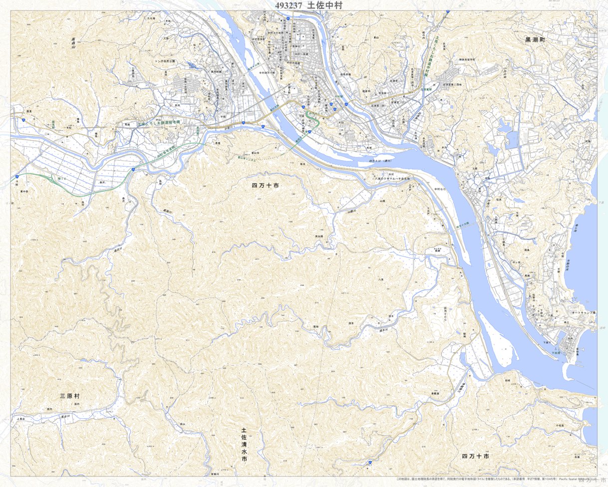 493237 土佐中村 （とさなかむら Tosanakamura）, 地形図 Map by