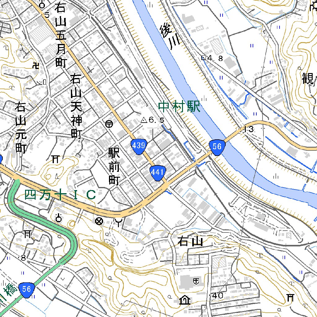 493237 土佐中村 （とさなかむら Tosanakamura）, 地形図 Map by
