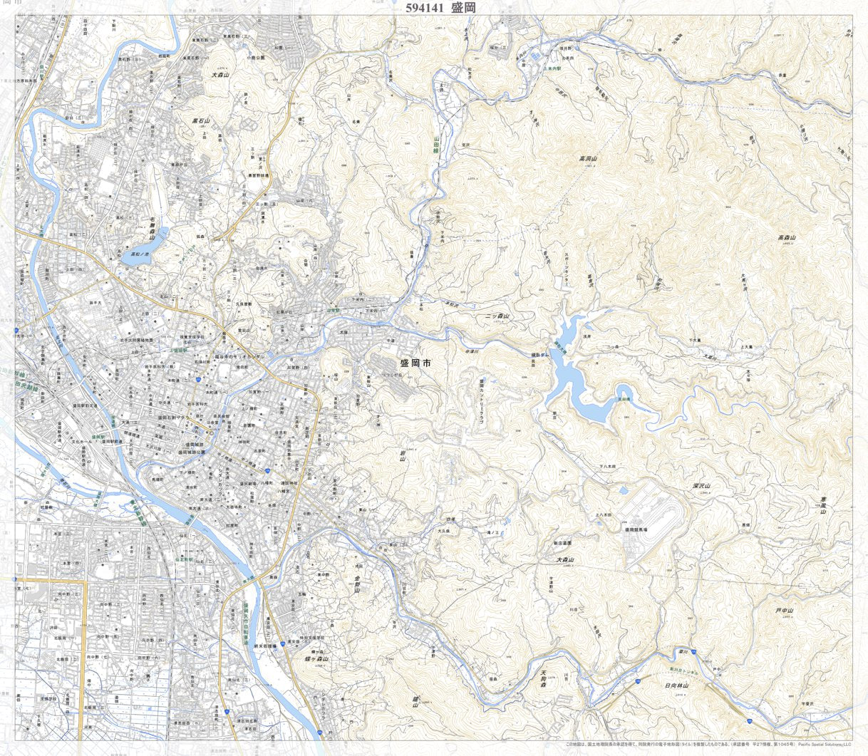 594141 盛岡 （もりおか Morioka）, 地形図 Map by Pacific Spatial 