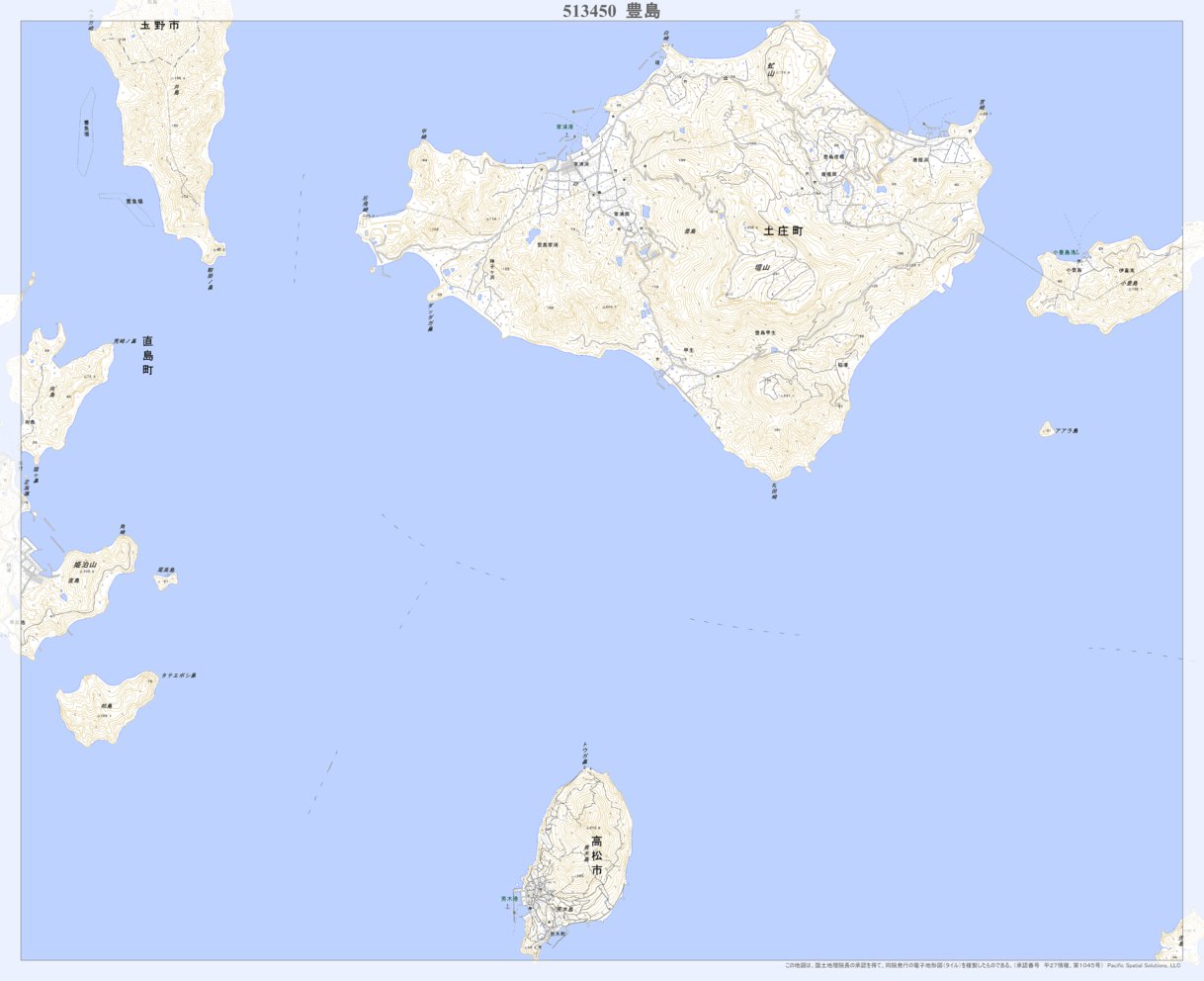 MAPIKOさまようです。 513450 豊島 （てしま Teshima）, 地形図 Map by Pacific Spatial
