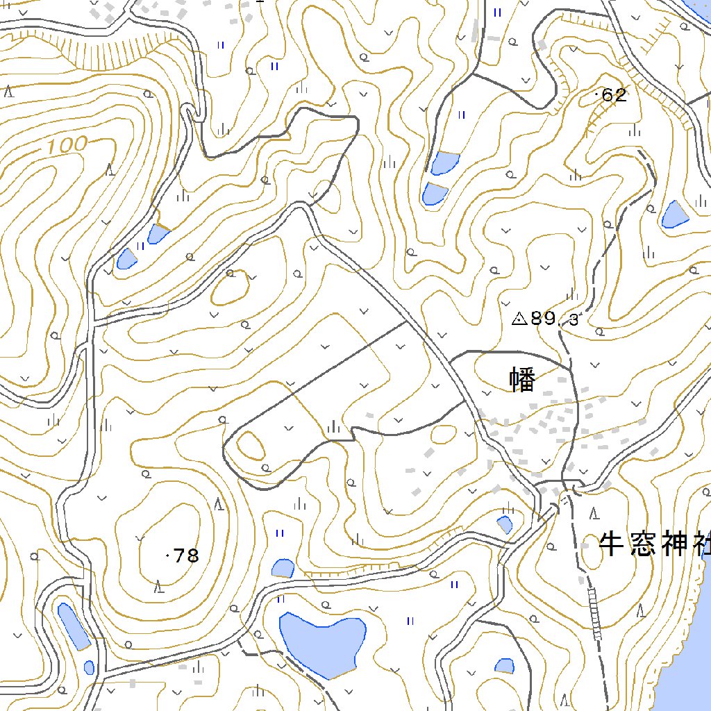 表地見本 513471 牛窓 （うしまど Ushimado）, 地形図 Map by Pacific Spatial