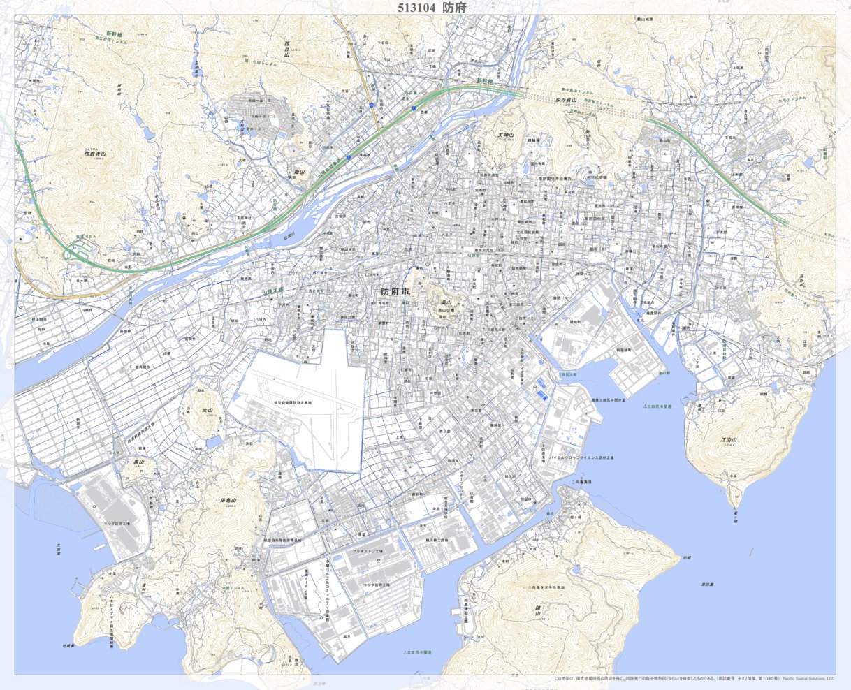 513104 防府 （ほうふ Hofu）, 地形図 Map by Pacific Spatial