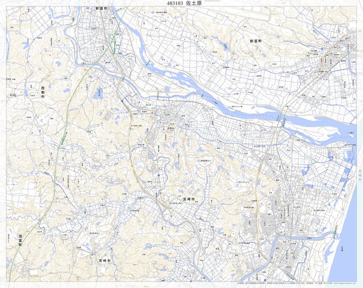 483103 佐土原 （さどはら Sadohara）, 地形図 Map by Pacific Spatial