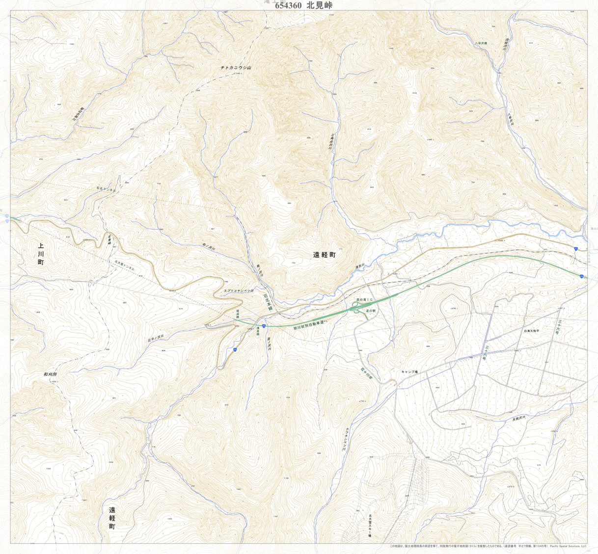 654360 北見峠 （きたみとうげ Kitamitoge）, 地形図 Map by Pacific