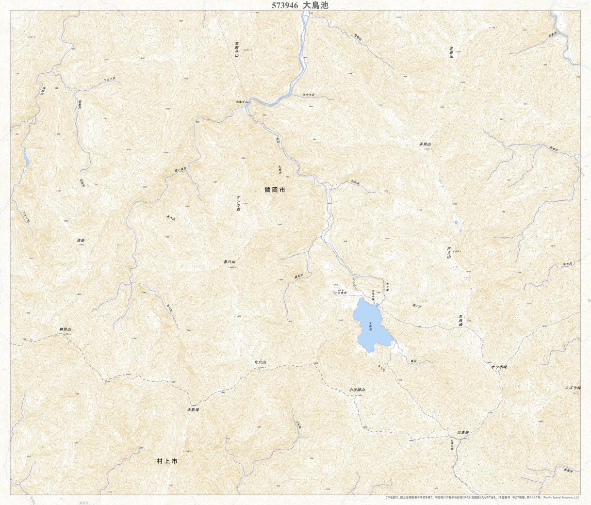 573946 大鳥池 （おおとりいけ Otoriike）, 地形図 Map by Pacific