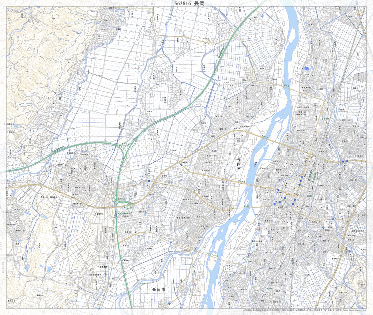 563816 長岡 （ながおか Nagaoka）, 地形図 Map by Pacific Spatial 