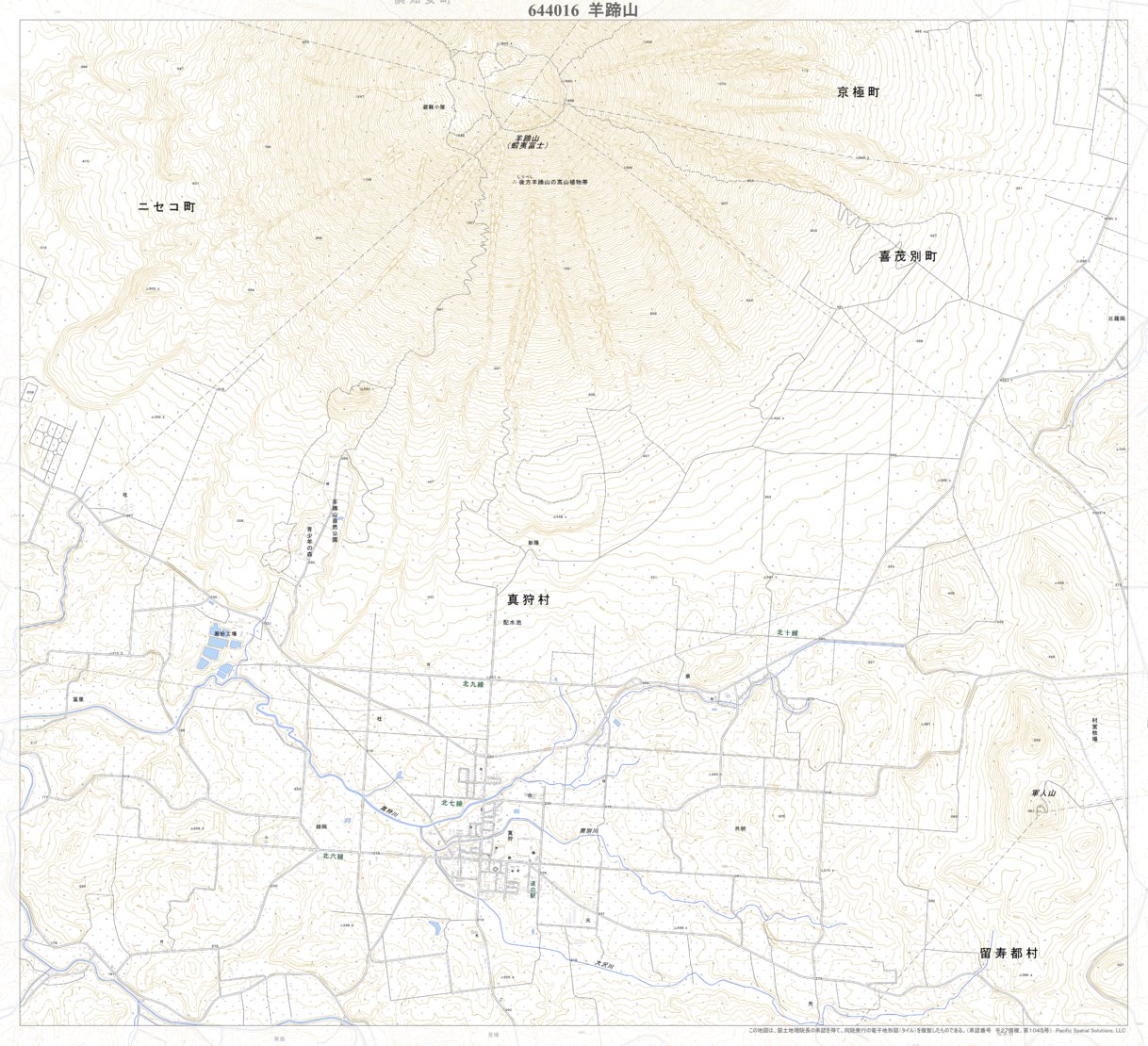 644016 羊蹄山 （ようていざん Yoteizan）, 地形図 Map by Pacific 