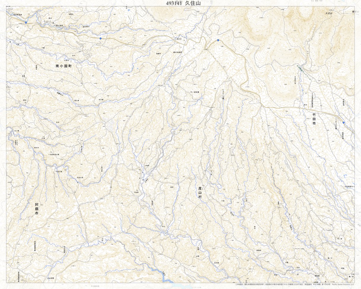 493141 久住山 （くじゅうさん Kujusan）, 地形図 Map by Pacific 