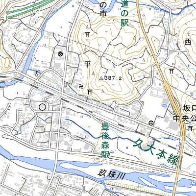 493171 豊後森 （ぶんごもり Bungomori）, 地形図