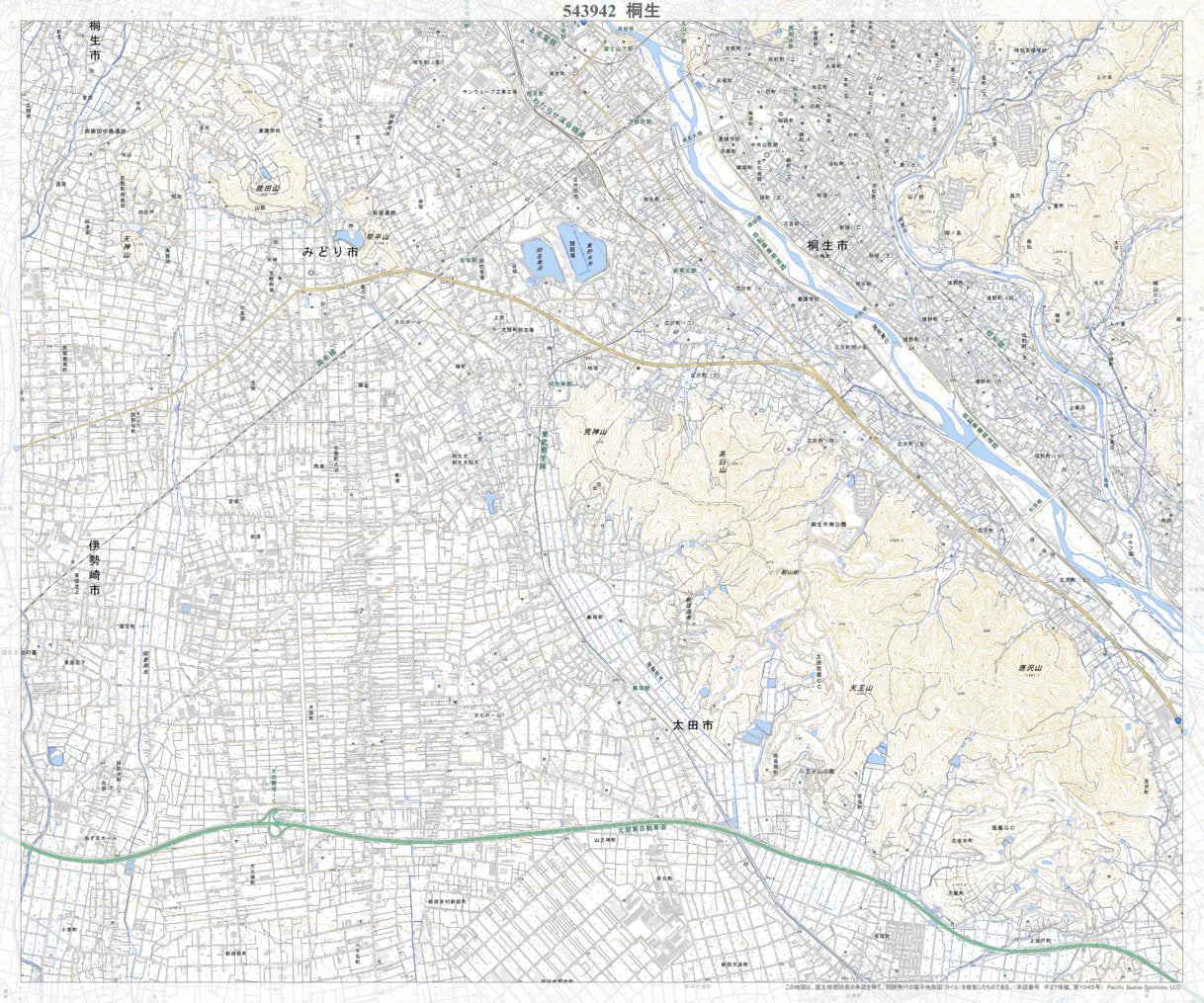 543942 桐生 （きりゅう Kiryu）, 地形図 Map by Pacific Spatial