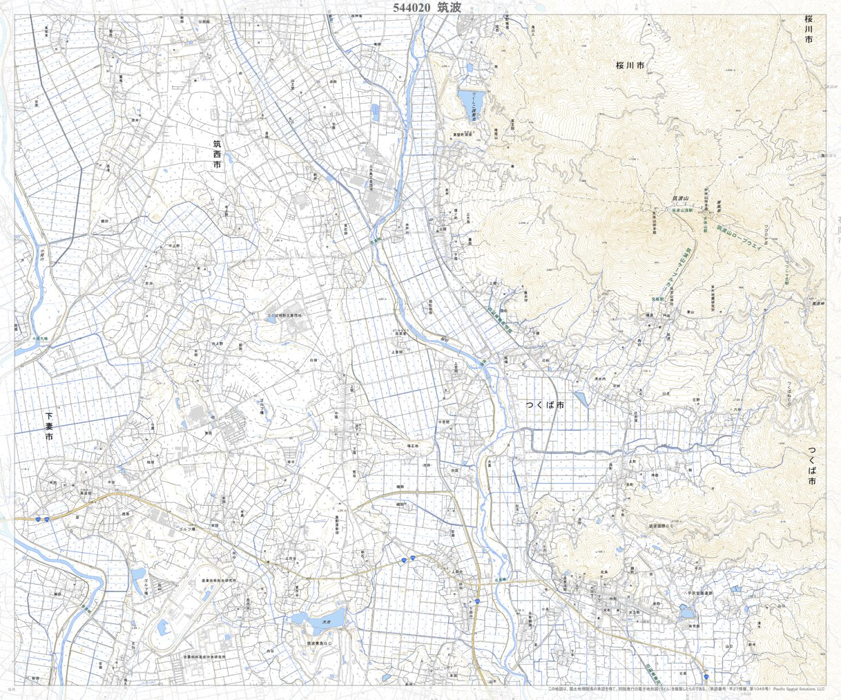 544020 筑波 （つくば Tsukuba）, 地形図 Map by Pacific Spatial 