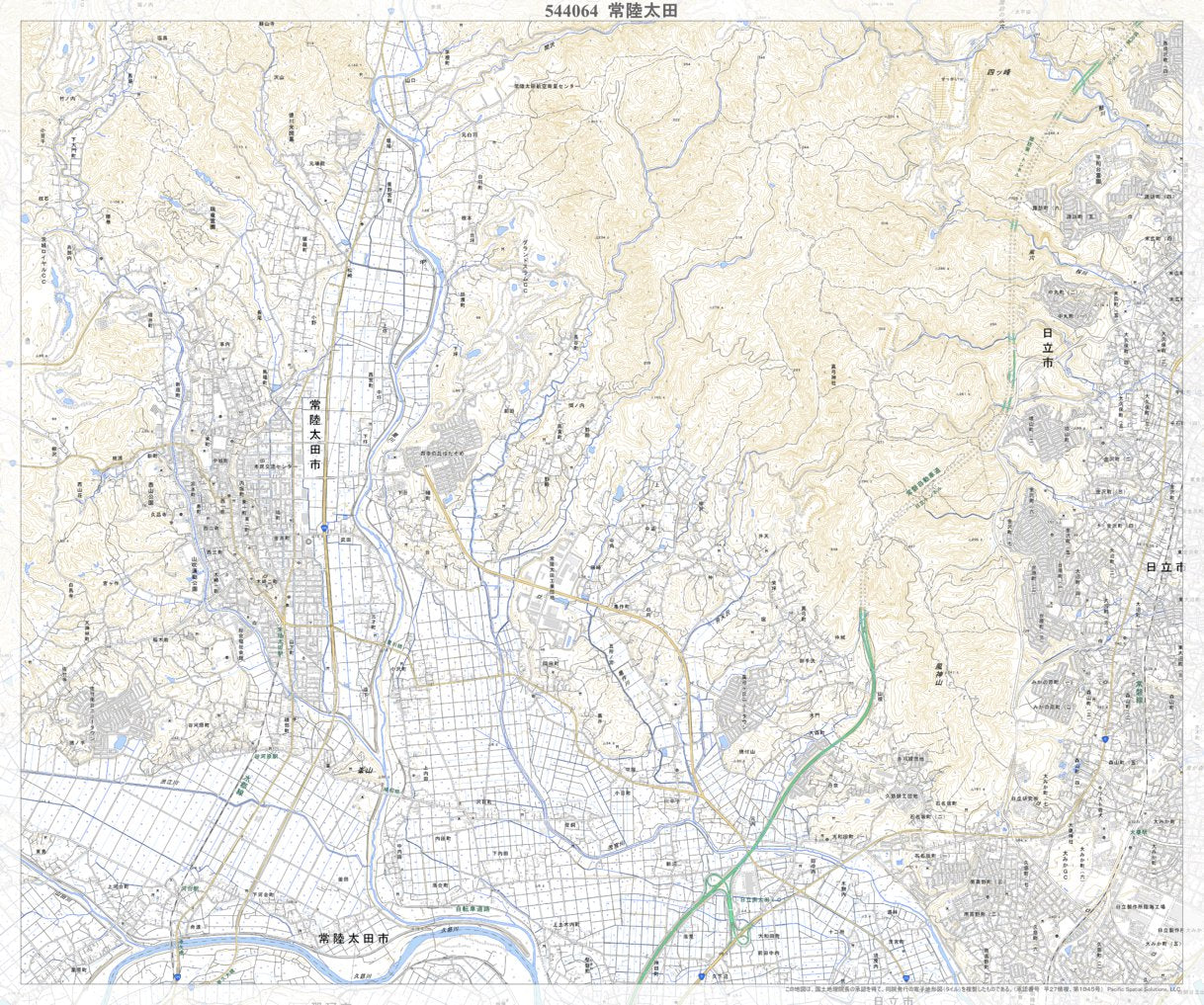 544064 常陸太田 （ひたちおおた Hitachiota）, 地形図 Map by Pacific