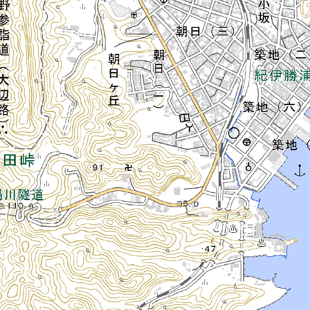 503537 紀伊勝浦 （きいかつうら Kiikatsura）, 地形図 Map by Pacific