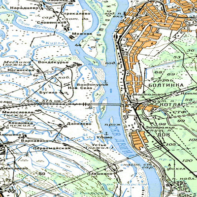 Soviet Genshtab map - p38-105/106 - Russia