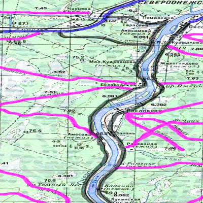 Soviet Genshtab map - p37-055/056 - Russia