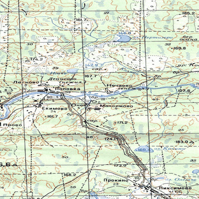 Soviet Genshtab map - p37-123/124 - Russia
