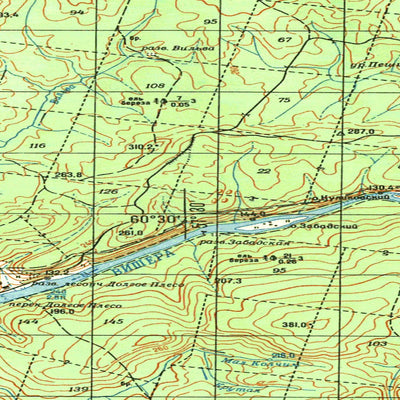 Soviet Genshtab map - p40-127/128 - Russia