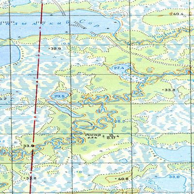 Soviet Genshtab map - p42-125/126 - Russia