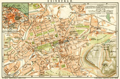 Edinburgh city map, 1899. Environs of Edinburgh