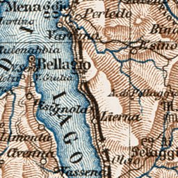 Italian Lakes. Como Lake, Lugano Lake and Lake Maggiore with their environs, region map, 1913