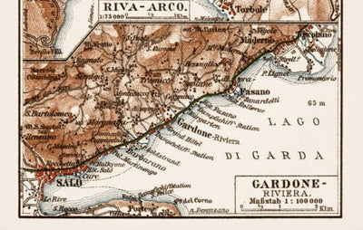 Gardone Riviera region map, 1913