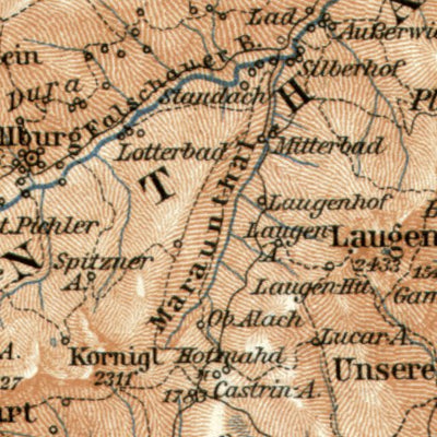Bolzano (Bozen), western environs map, 1906