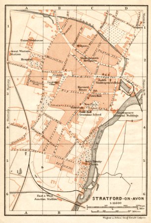 Stratford-upon-Avon city map, 1906