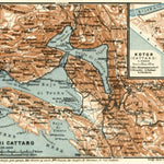 Map of the Gulf of Kotor (Boka Kotorska) and Cattaro (Kotor) town plan, 1929