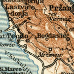Map of the Gulf of Kotor (Boka Kotorska) and Cattaro (Kotor) town plan, 1929