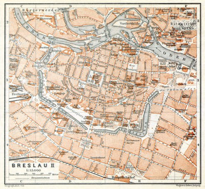 Breslau (Wrocław), city centre map, 1906