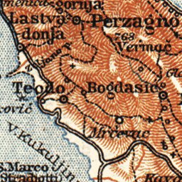 Map of environs of the Gulf of Kotor (Boka Kotorska), 1911
