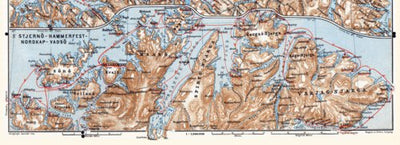 Stjernö - Hammerfest - Nordkap - Vadsö tourist route map, 1910