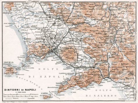 Naples (Napoli) western environs Map, 1911 by Waldin | Avenza Maps