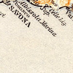 Italian Genoese Riviera (Rivière) from Savona to Genoa, map, 1908