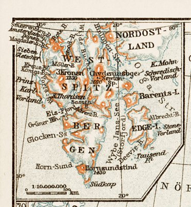Svalbard (Spitzbergen) Archipelago general map, 1931
