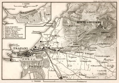 Trapani and environs map, 1912