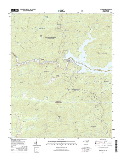 NPS/USGS 2016 Fontana Dam Topographic Map