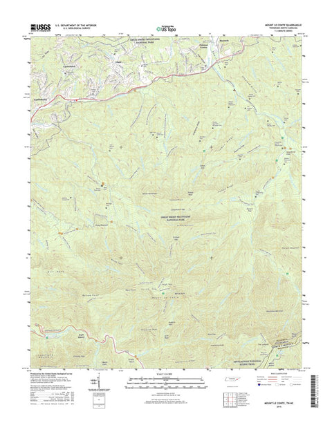 NPS/USGS 2016 Mount Leconte Topographic Map