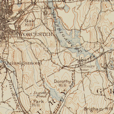 MA-CT-RI-QUINSIGAMOND: Authoritative US Topos Historic 1908