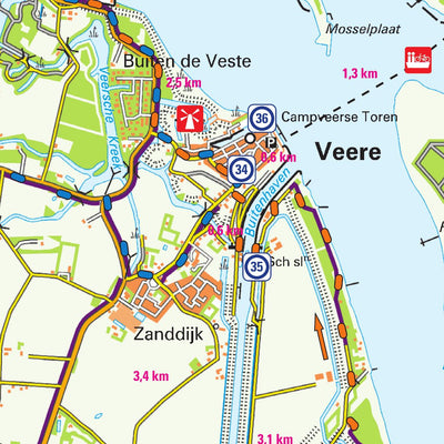 Roompot fietsknooppuntenkaart Midden-Zeeland-2017-geo