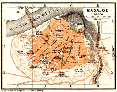 Badajoz city map, 1929