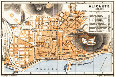 Alicante city map, 1929