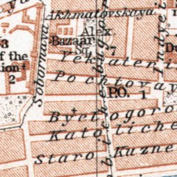 Astrakhan (Астрахань) city center map, 1914