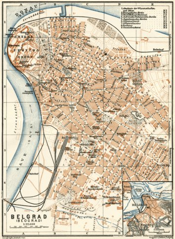 Belgrade (Београд, Beograd) city map. Environs of Belgrade, 1929