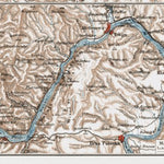Danube River Course from Báziás to the Iron Gates and Turn-Severin, region map, 1903 (Serbia)