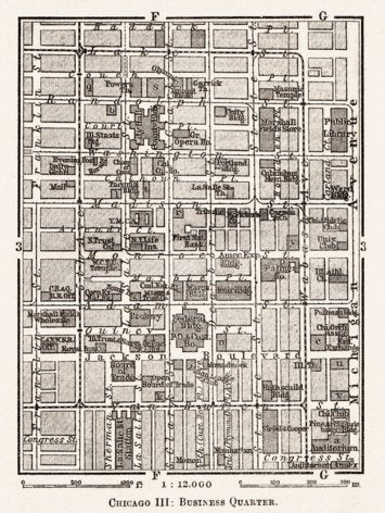Chicago III (business quarter) city map, 1909