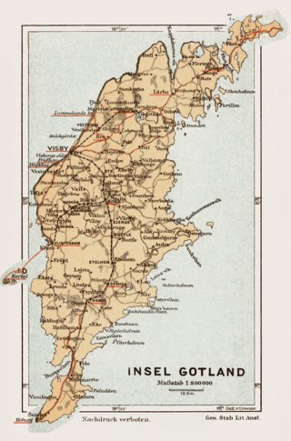 Gotland Island map, 1899