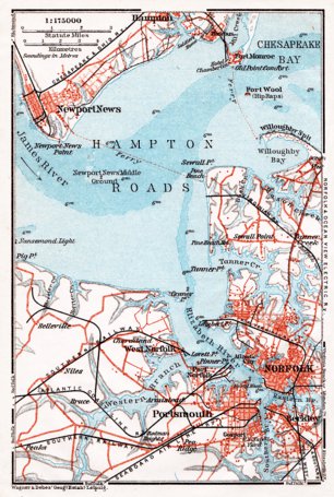 Map of the Hampton Roads, 1909