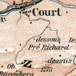 Jura department map, northeastern part, 1909