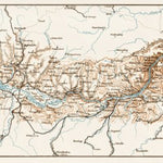 Danube River course map from Passau to Vienna, 1903